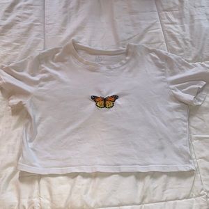 small brandy monarch butterfly cropped tee